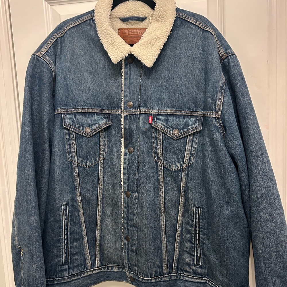 Levi's Blue Denim Jacket with Sherpa Collar